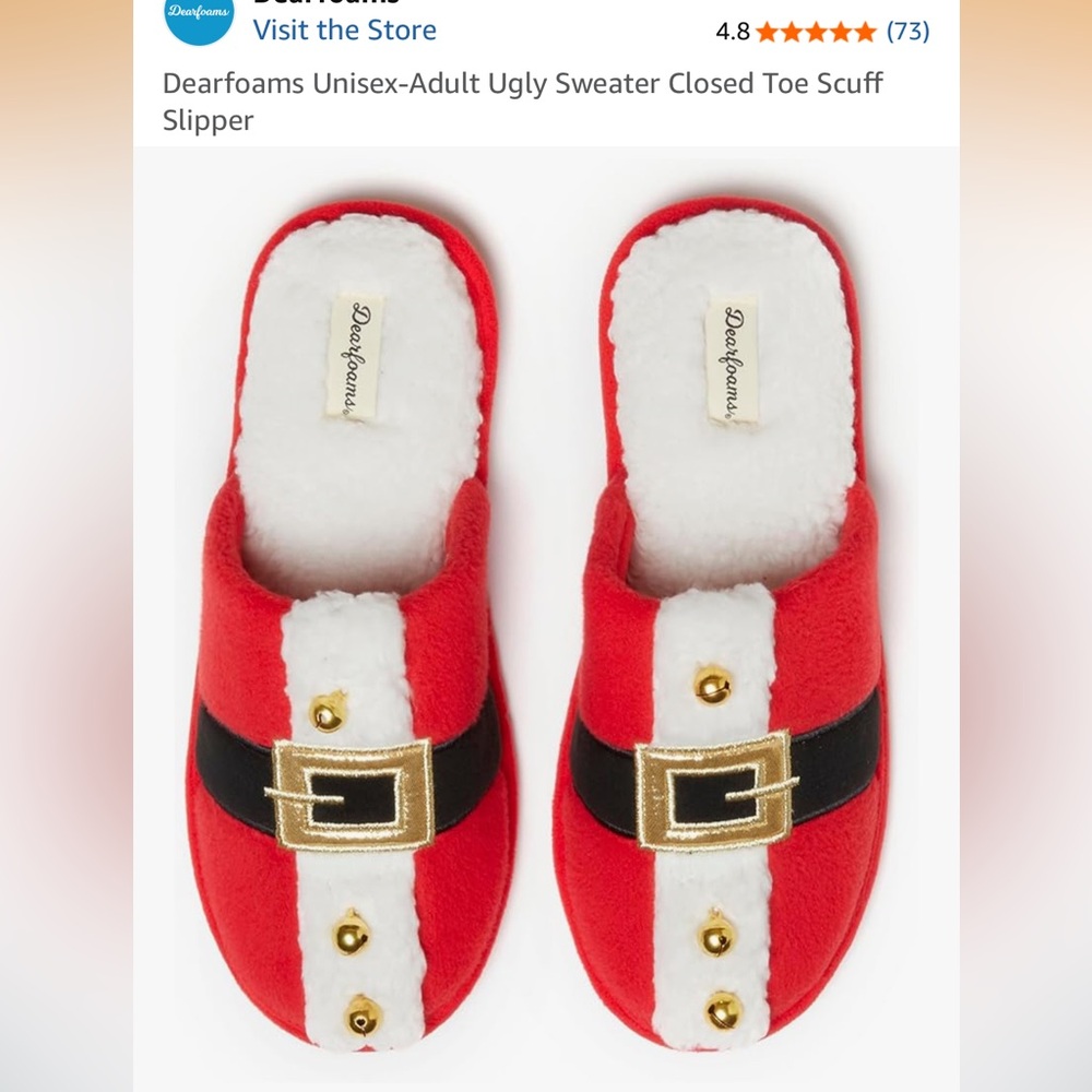Dearfoams Red and White Kids Slippers